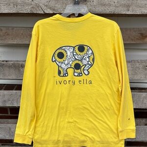 Ivory Ella Sunflower yellow Tee shirt graphic long sleeve ladies small excellent
